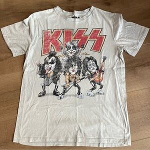 KISS Band Catalog 2017 Hand Treated Crew Neck Cotton T-Shirt Gray‎ Large 42/44